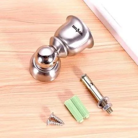 BRASK Stainless Steel Heavy Magnetic Door Holder/Door Stopper/Floor - Wall Mounted Stopper / 360 Degree Door Catcher with Screws and Wall Plugs (3 Inches | Pack of 1, Silver)