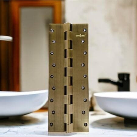 BRASK Brass Railway Hinges 12" x 2" x 3/16 (300 mm x 50 mm x 5 mm) Heavy Duty Smooth Brass Door Hinges | Door Hinges for Extra Heavy Doors | 12 Inches Extra Heavy Brass Hinges - Image 2