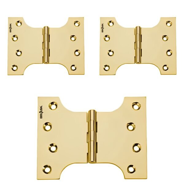 Brass Parliament Hinges 4" Golden Satin Pack of 3