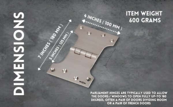 Brass Parliament Hinges 5" Silver Satin Diagram