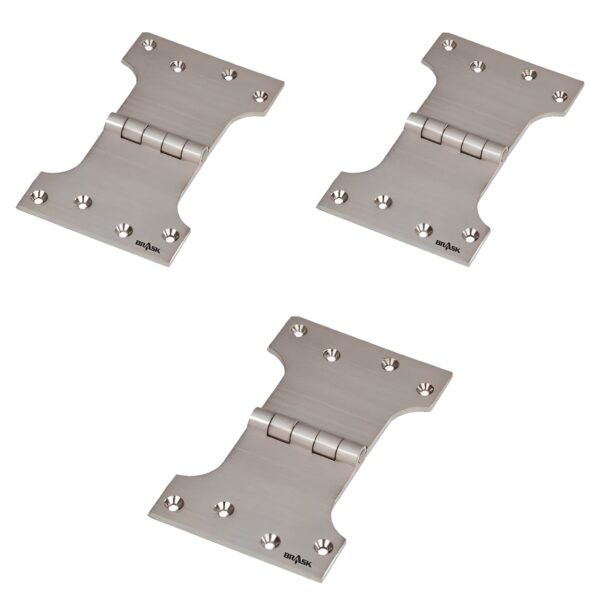 Brass Parliament Hinges 5" Silver Satin Pack of 3