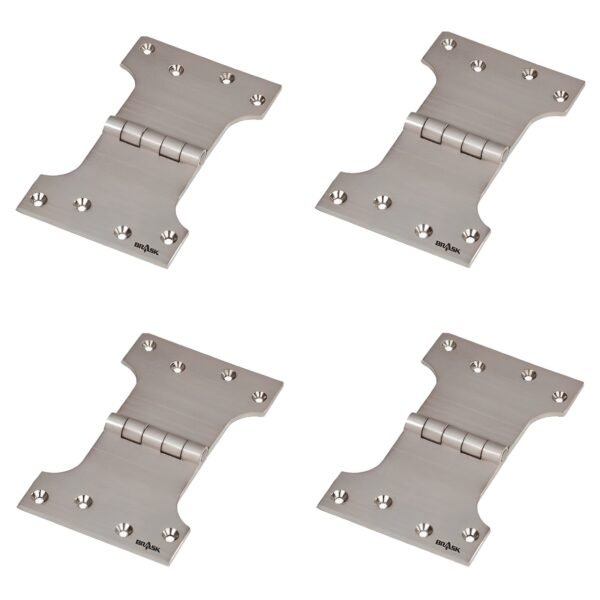 Brass Parliament Hinges 5" Silver Satin Pack of 4