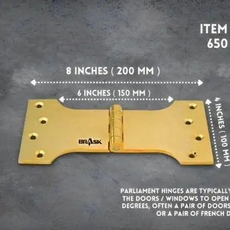 Brass Parliament Hinges 6" Golden Satin