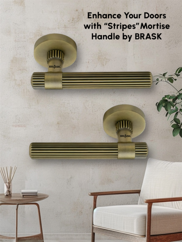 Brass Mortise Handle Lock Set Stripes