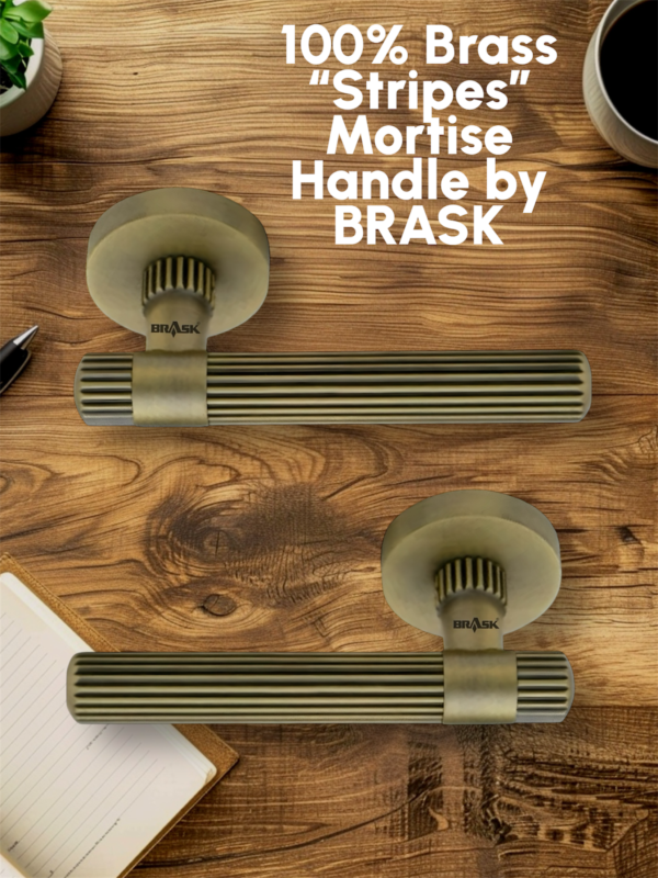 Brass Mortise Handle Lock Set Stripes